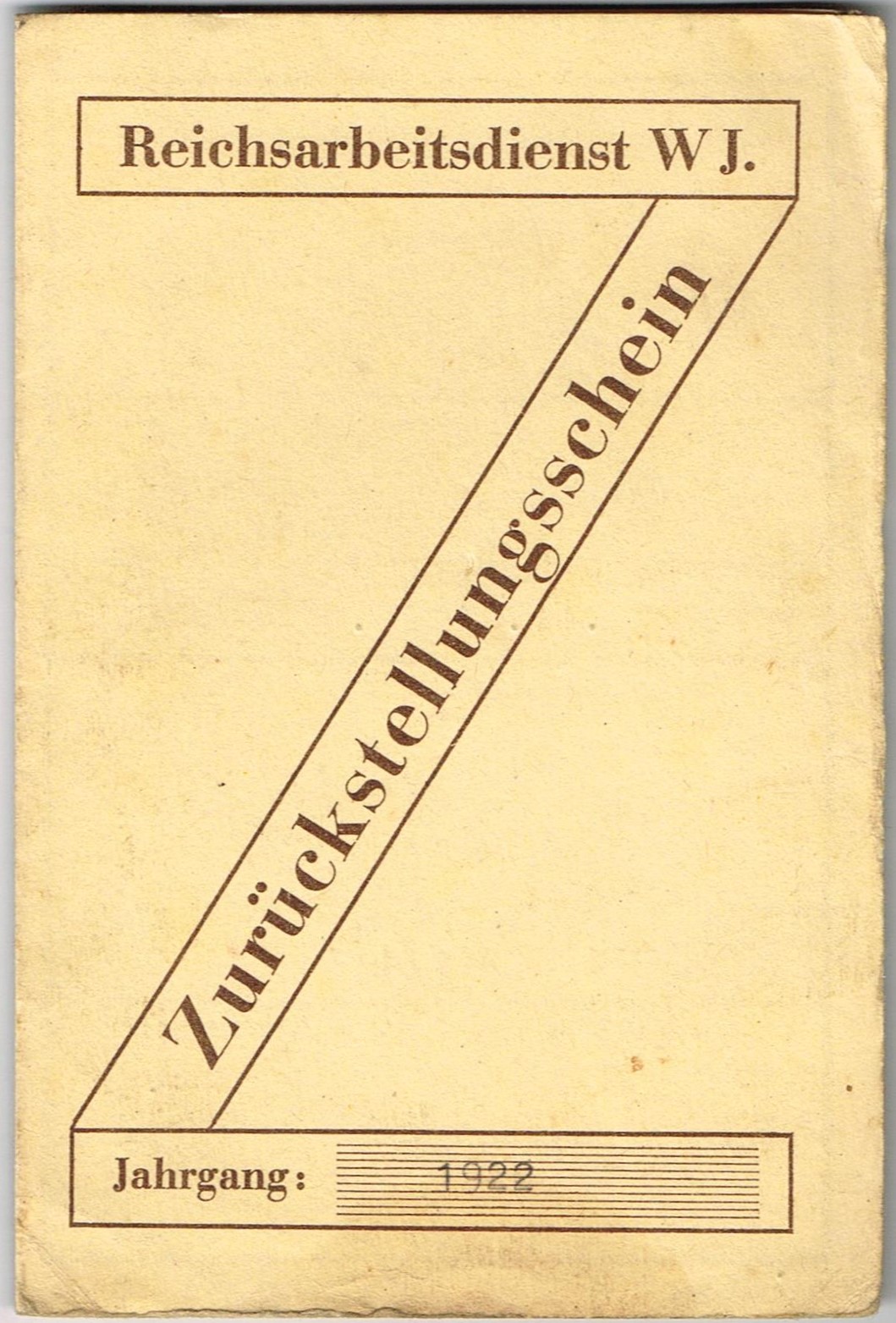 RAD - Zurückstellungsschein - Rita Lange - Sagan 22-7-41